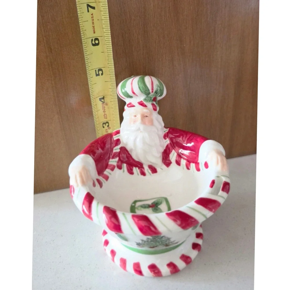 Spode Christmas Tree Peppermint Santa Bowl Ceramic Holiday Dip Dish